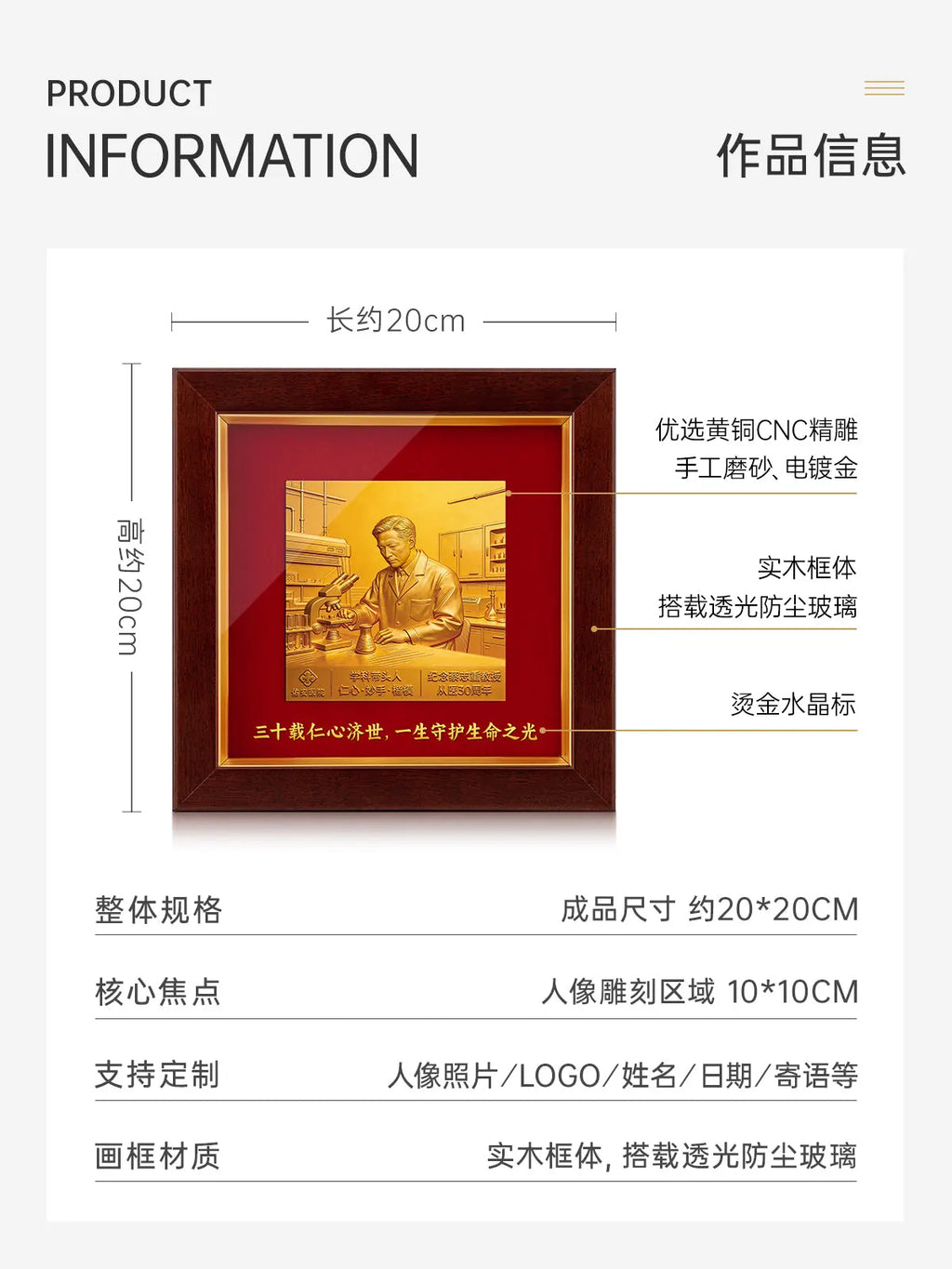 职场精英浮雕纪念相框作品信息图